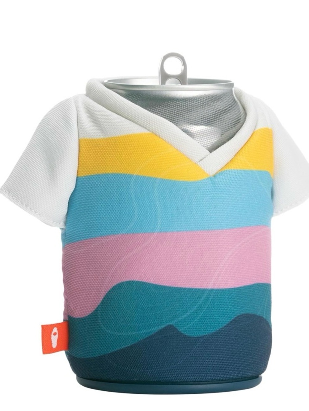 Striped Multicolor Can Cooler Sleeve - White, Yellow, Blue, Pink, Teal